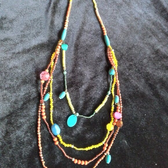 Beautiful Colorful Multi Layer Beaded Necklace - Picture 4 of 10